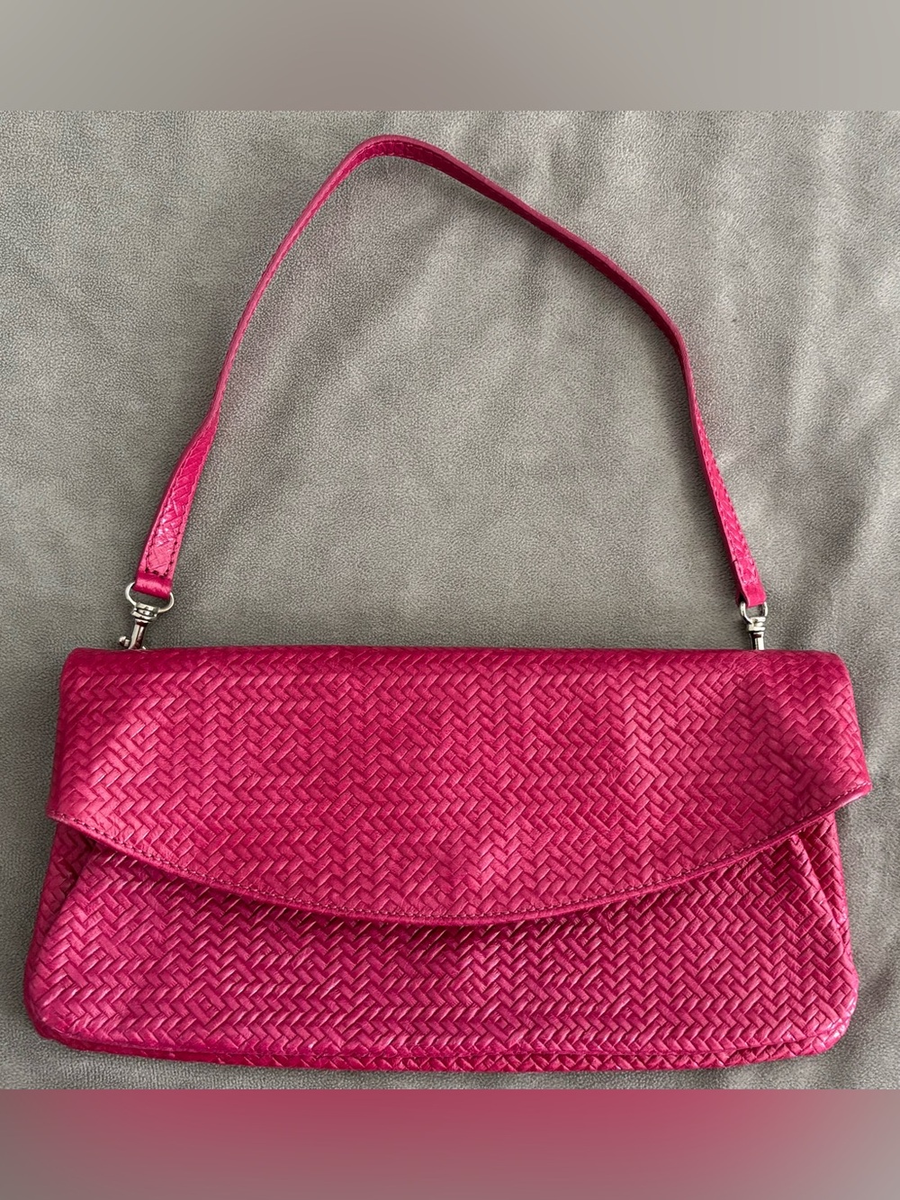 Gianni Chiarini pink woven leather clutch purse EUC